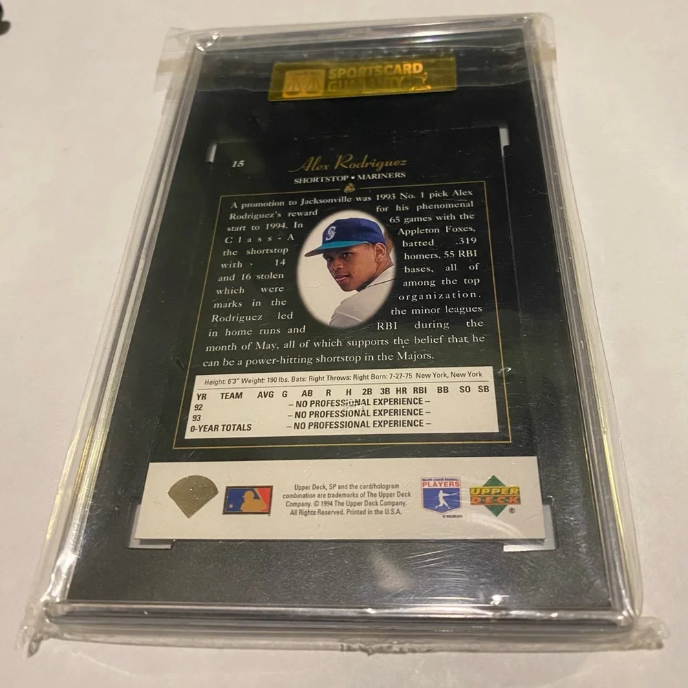 Alex Rodriguez 1994 Upper Deck SP #15 SGC Graded 8 NM/MT Seattle Mariners
